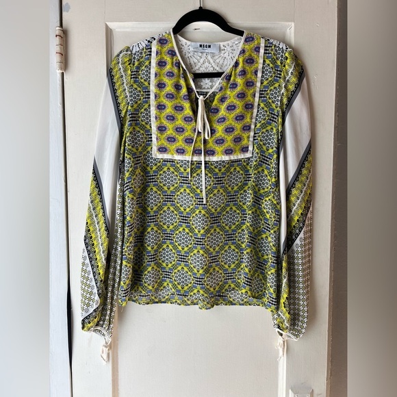 MSGM Silk Peasant Blouse IT 42 or US 6 - Picture 1 of 10